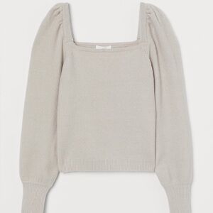 H&M Taupe Square Neck Long Sleeve Sweater